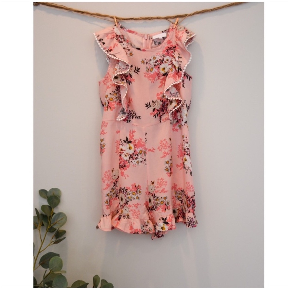 NWT BCBG Pink Floral Girls Romper- size 10
